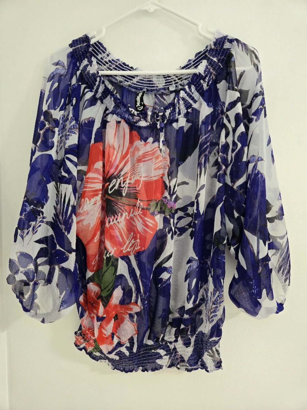 Desigual Women's Off-Shoulder Chiffon Blouse Size Medium – Floral